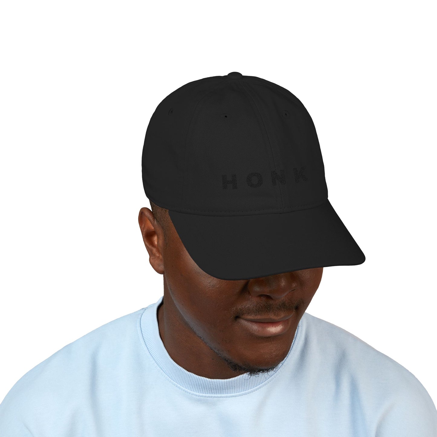 'Honk' Black Embroidered Baseball Cap (Images Automatically Generated, Text is CENTERED on hat)