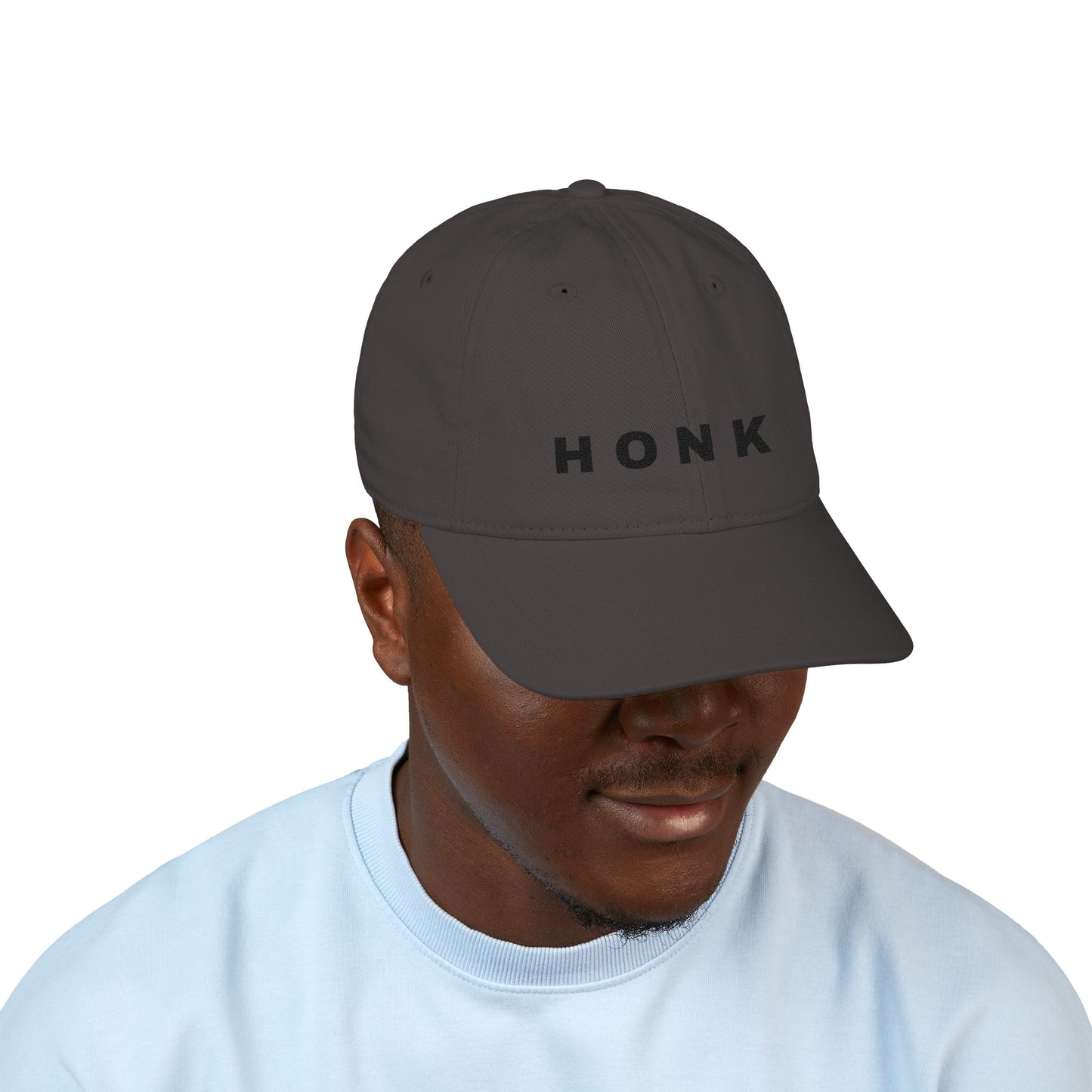 'Honk' Black Embroidered Baseball Cap (Images Automatically Generated, Text is CENTERED on hat)