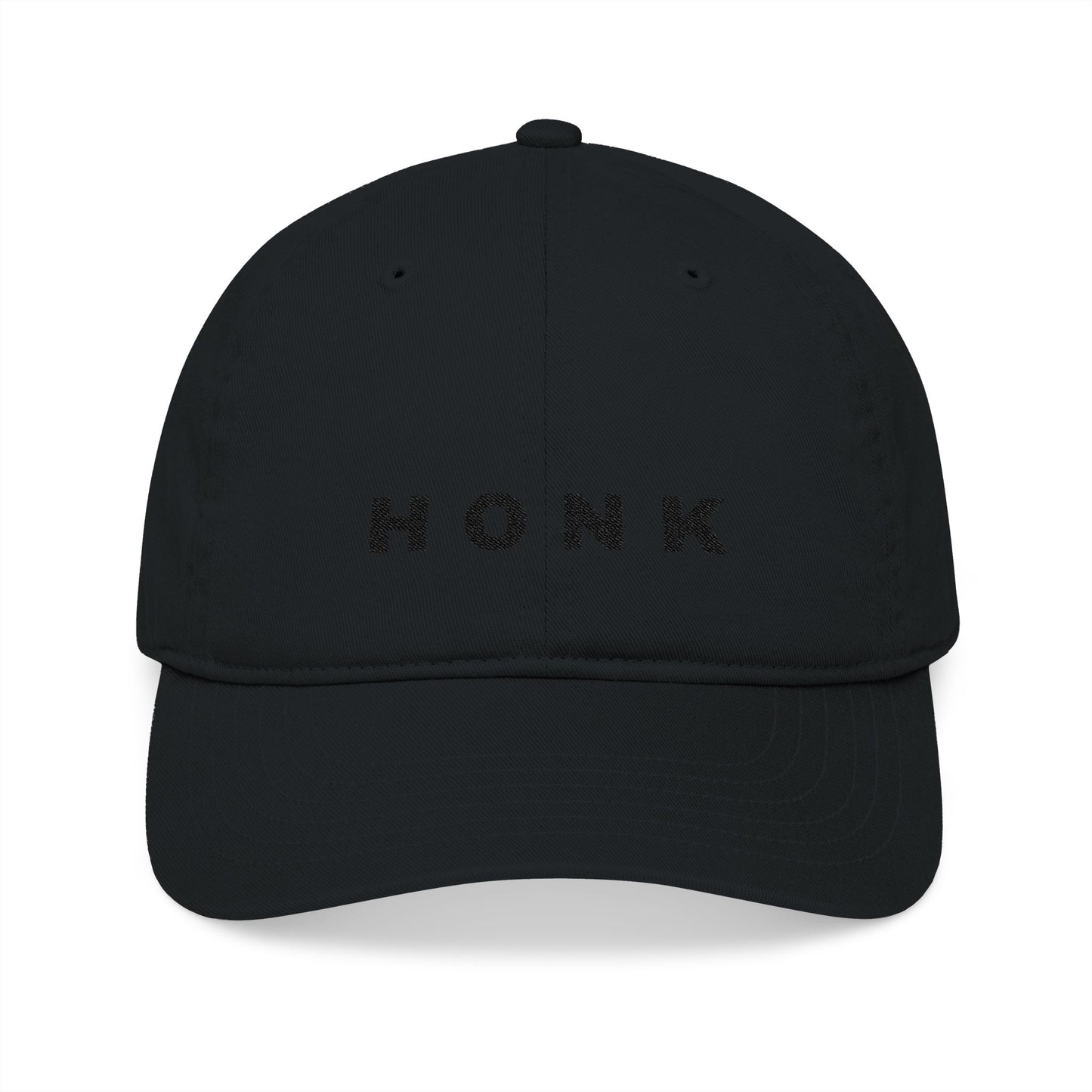 'Honk' Black Embroidered Baseball Cap (Images Automatically Generated, Text is CENTERED on hat)