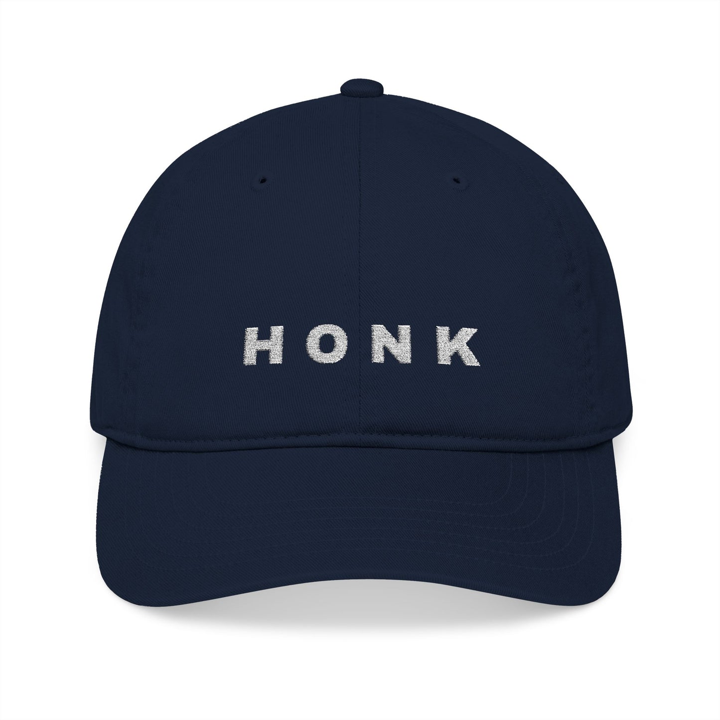 'Honk' White Embroidered Baseball Cap (Images Automatically Generated, Text is CENTERED on hat)