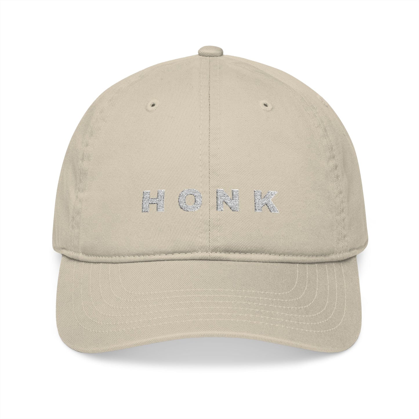 'Honk' White Embroidered Baseball Cap (Images Automatically Generated, Text is CENTERED on hat)