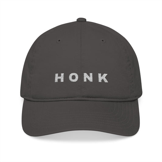 'Honk' White Embroidered Baseball Cap (Images Automatically Generated, Text is CENTERED on hat)